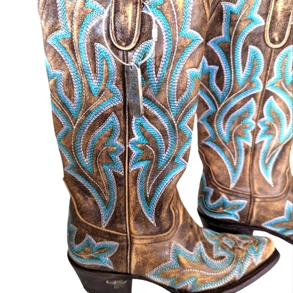 New...LANE Cowboy Brown Saratoga Boots...Size 5 - Picture 8 of 12